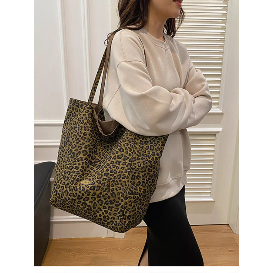 Leopard Print Casual Tote Bag Leopard / One Size Apparel and Accessories