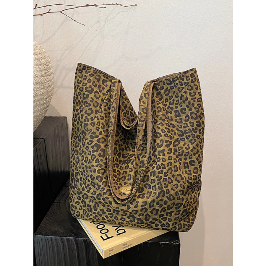 Leopard Print Casual Tote Bag Leopard / One Size Apparel and Accessories