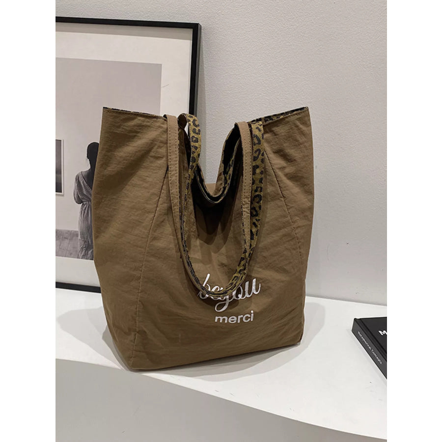 Leopard Print Casual Tote Bag Leopard / One Size Apparel and Accessories