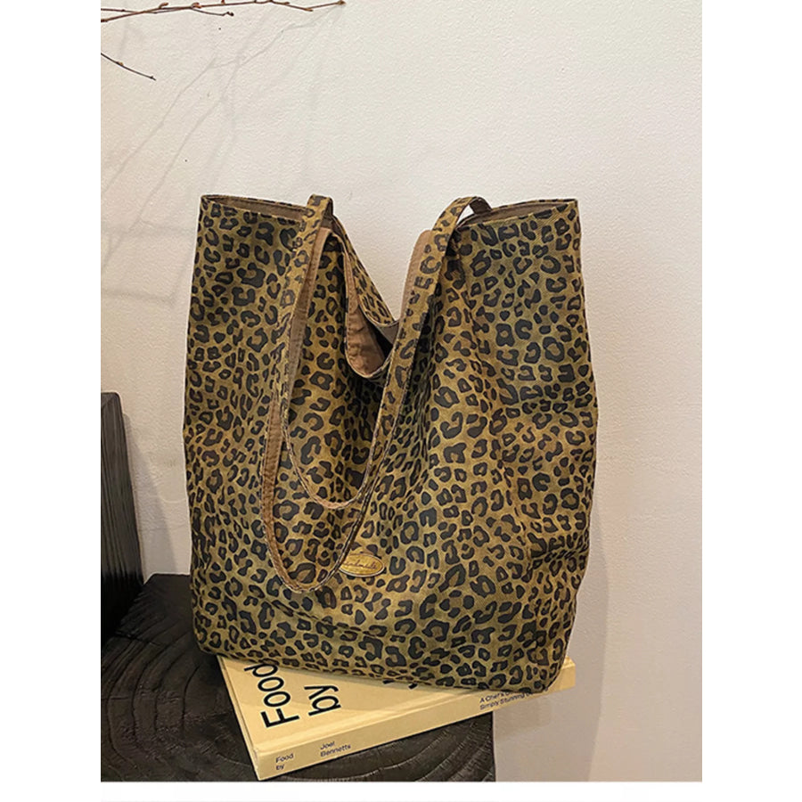 Leopard Print Casual Tote Bag Leopard / One Size Apparel and Accessories