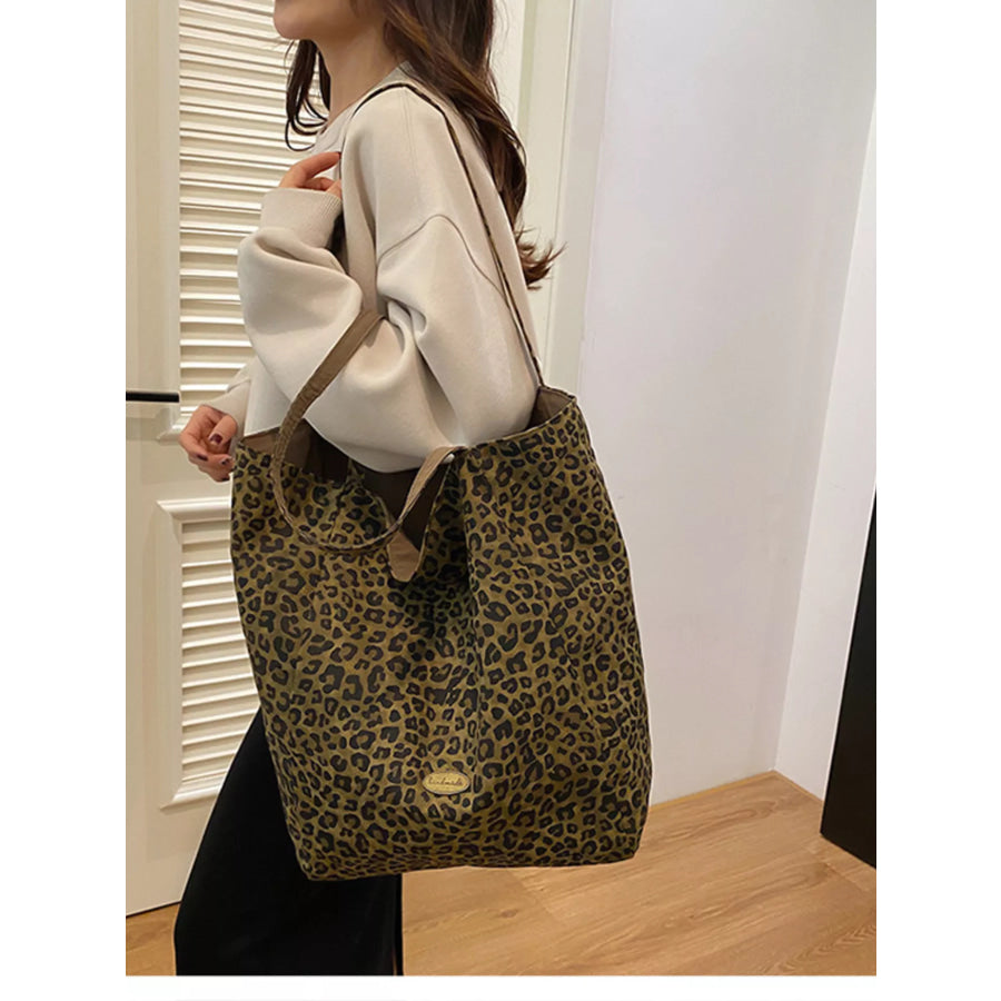 Leopard Print Casual Tote Bag Leopard / One Size Apparel and Accessories