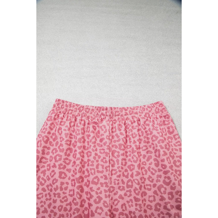 Leopard Print Casual Two-Piece Set with Side Stripes Apparel and Accessories