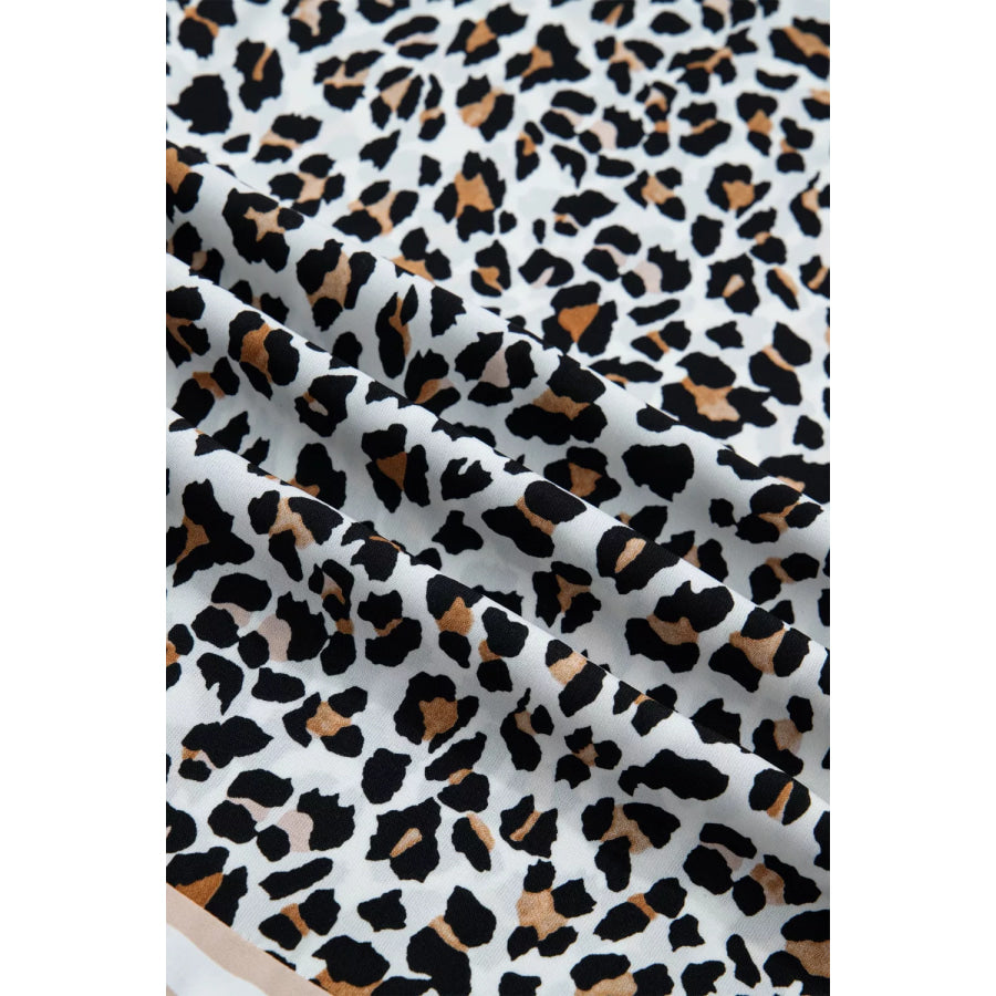Leopard Print Colorblock Trim Sleeveless Midi Dress Apparel and Accessories