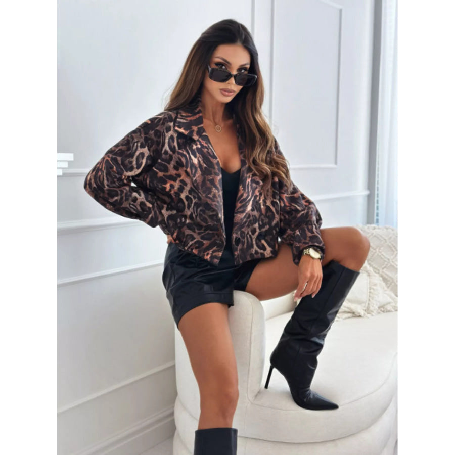 Leopard Print Cropped Blazer Leopard Print 1 / S Apparel and Accessories