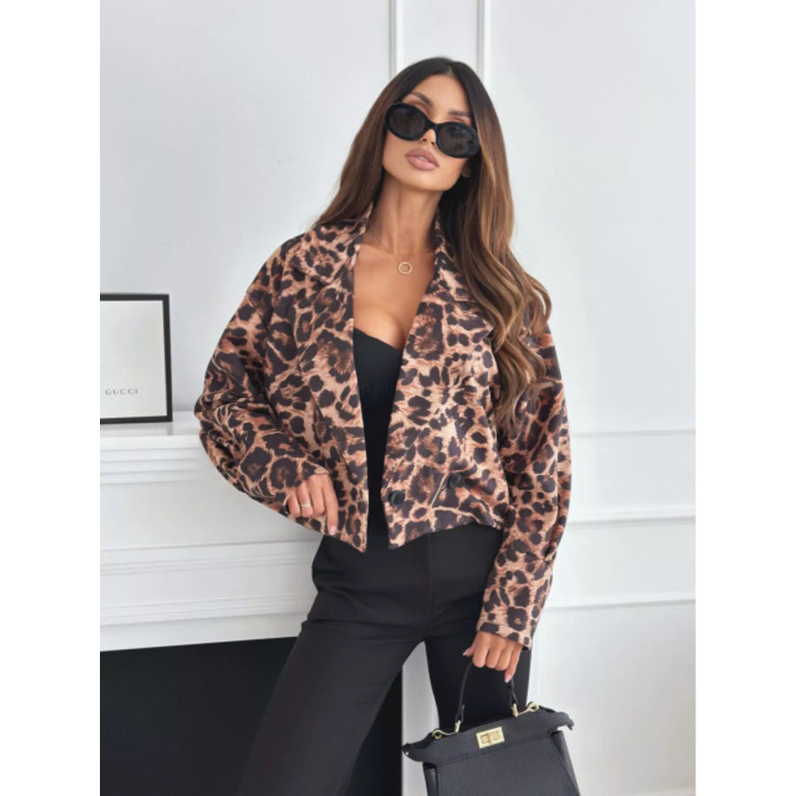 Leopard Print Cropped Blazer Leopard Print 3 / S Apparel and Accessories