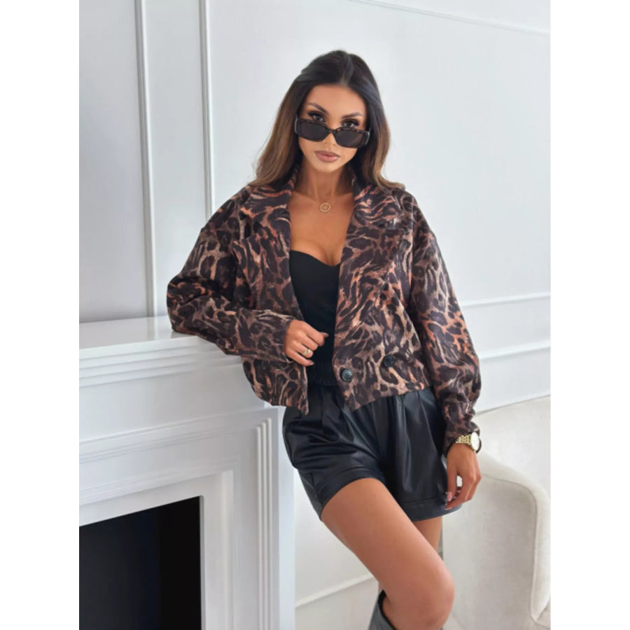 Leopard Print Cropped Blazer Apparel and Accessories