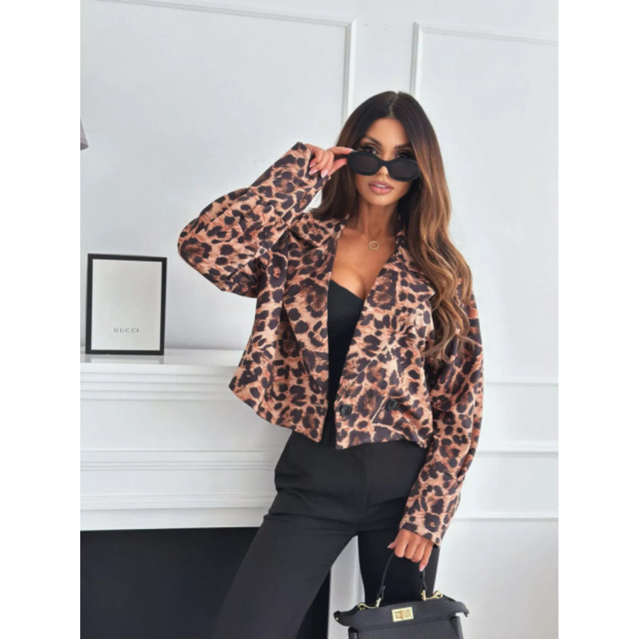Leopard Print Cropped Blazer Apparel and Accessories