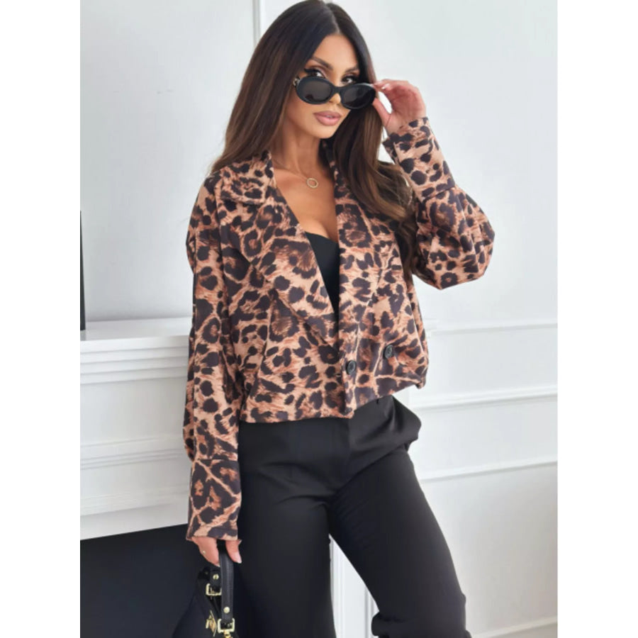 Leopard Print Cropped Blazer Apparel and Accessories