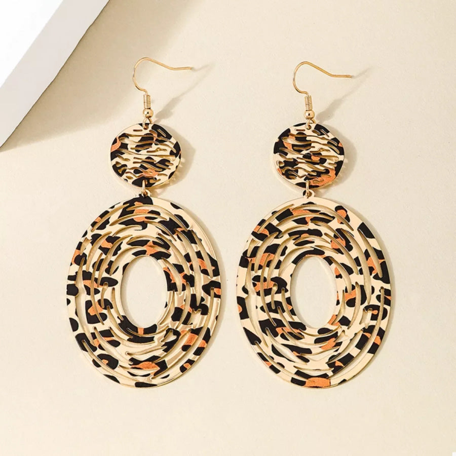 Leopard Print Dangle Earrings Leopard Print / One Size Apparel and Accessories