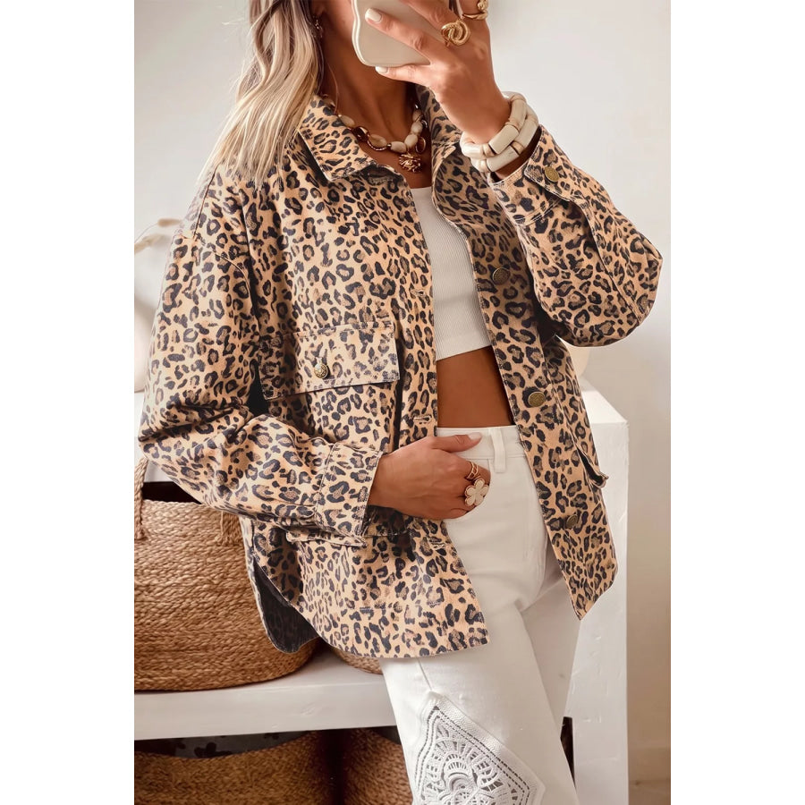 Leopard Print Denim Jacket Apparel and Accessories