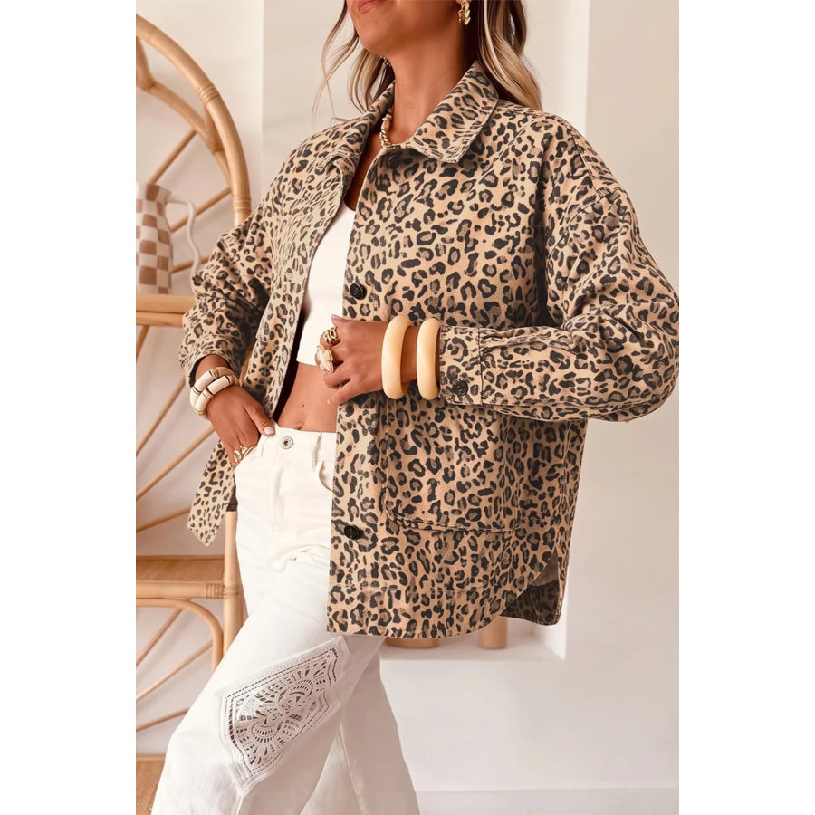 Leopard Print Denim Jacket Apparel and Accessories