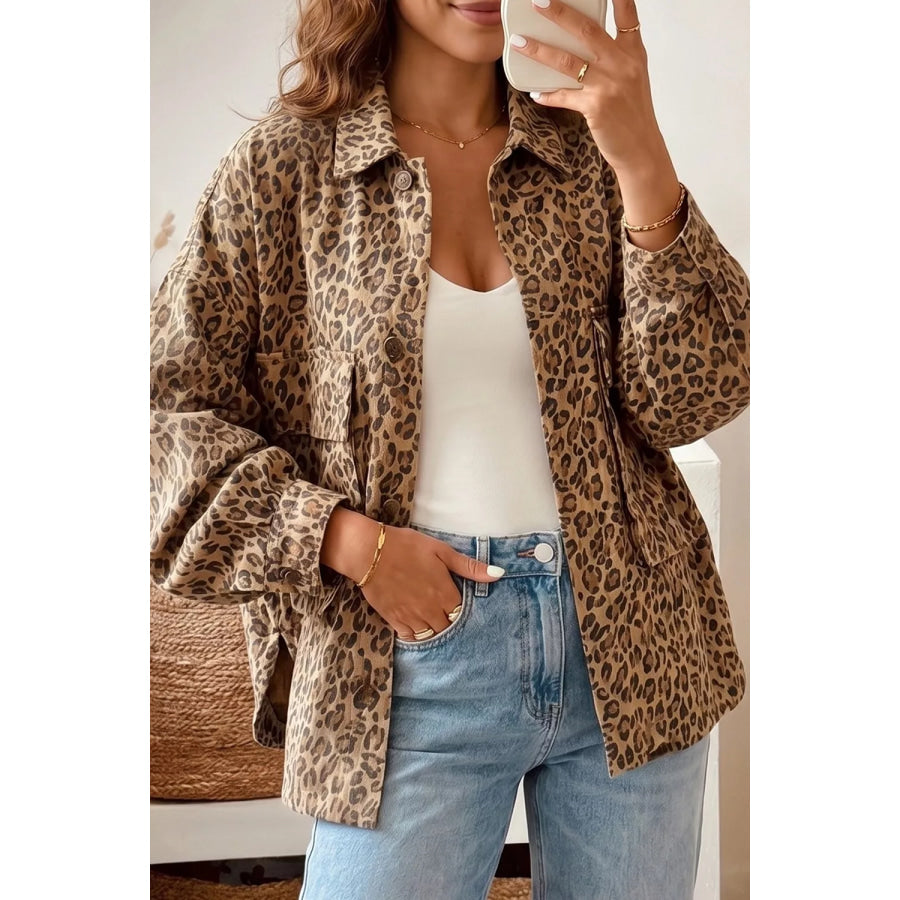 Leopard Print Denim Jacket Leopard / S Apparel and Accessories