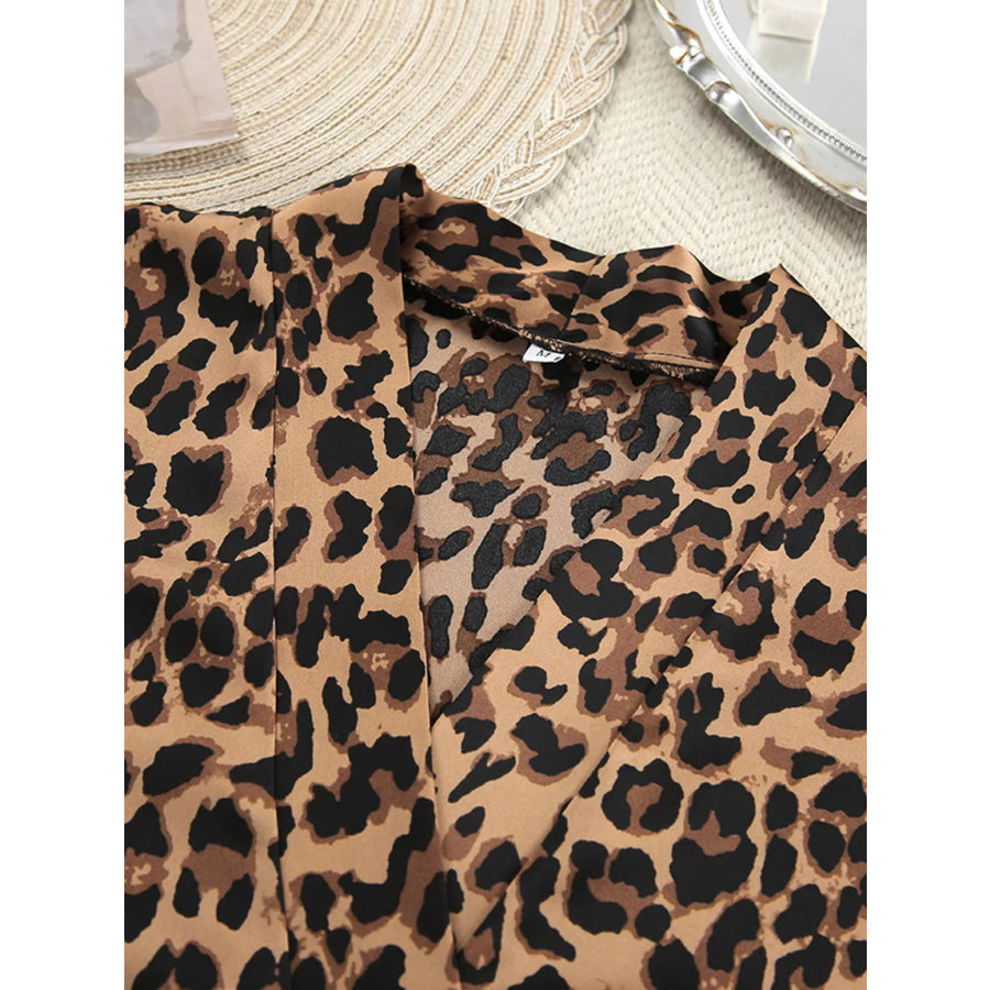 Leopard Print Feather-Trimmed Lounge Nightgown Robe Apparel and Accessories