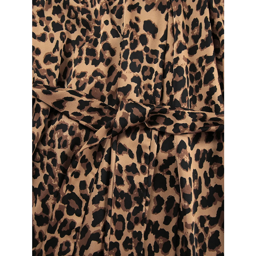 Leopard Print Feather-Trimmed Lounge Nightgown Robe Apparel and Accessories
