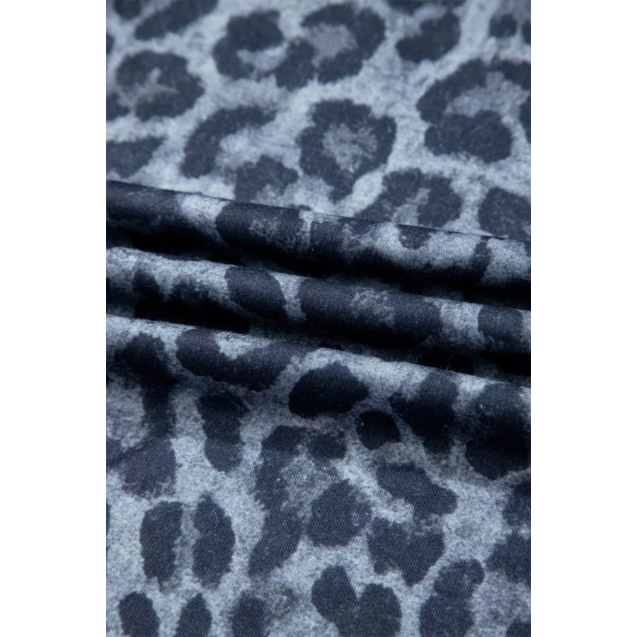 Leopard Print Frilled Detail Drawstring Wide Leg Pants Apparel and Accessories