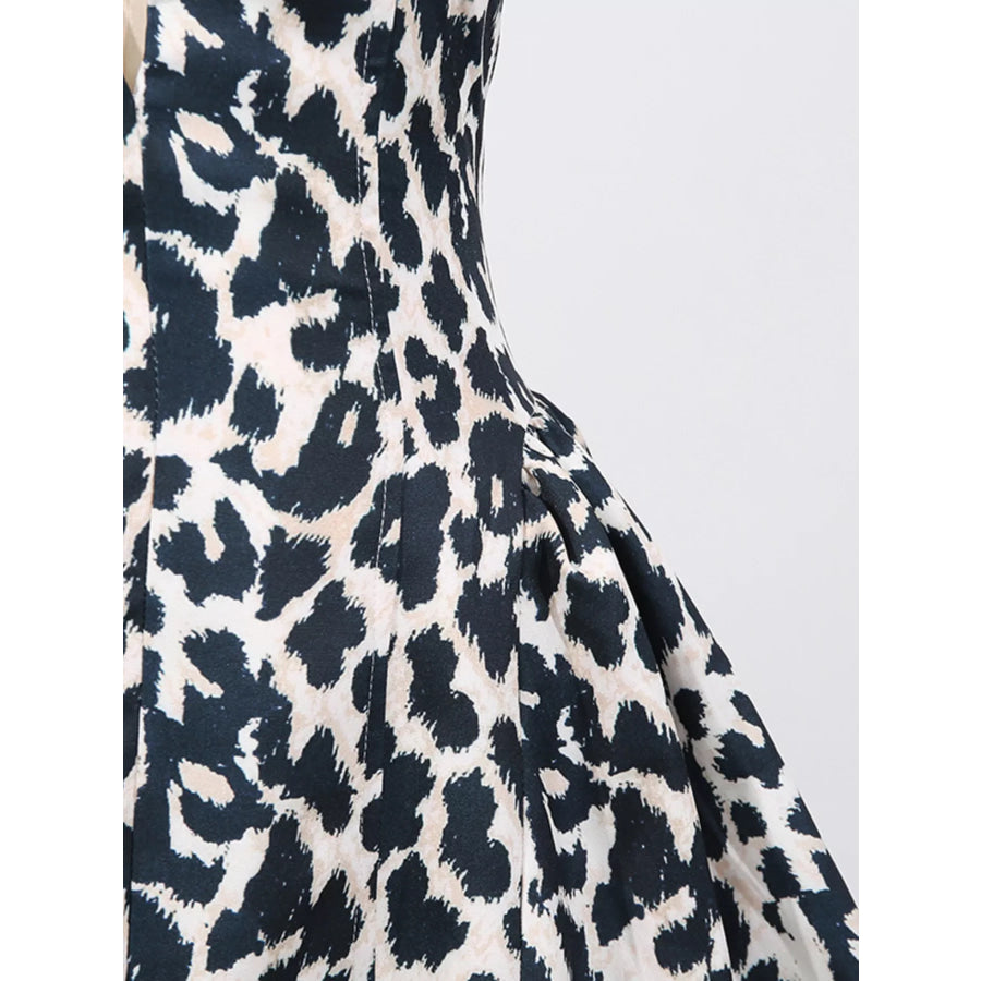 Leopard Print Halter Neck Mini Dress Apparel and Accessories