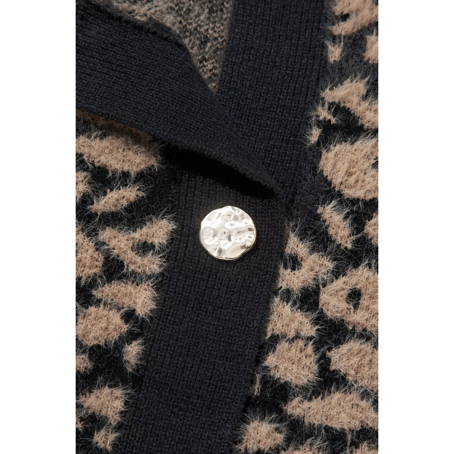 Leopard Print Knit Sleeveless Regular Wash Sweater Vest Apparel and Accessories