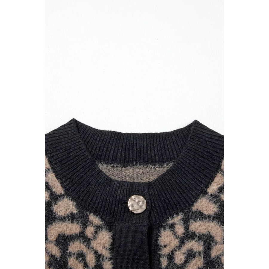 Leopard Print Knit Sleeveless Regular Wash Sweater Vest Apparel and Accessories