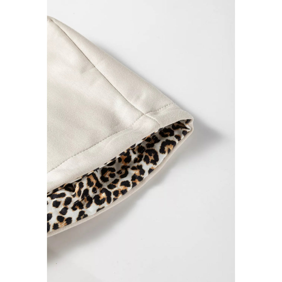 Leopard Print Lined Hoodie with Drawstring Apparel and Accessories