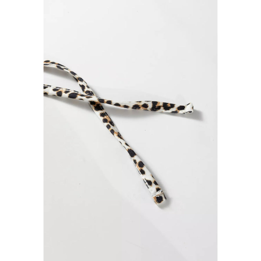 Leopard Print Lined Hoodie with Drawstring Apparel and Accessories