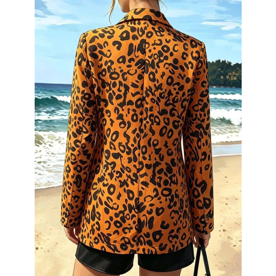 Leopard Print Long Sleeve Blazer Apparel and Accessories