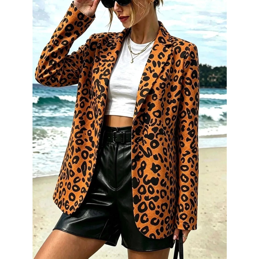 Leopard Print Long Sleeve Blazer / S Apparel and Accessories