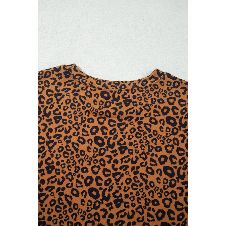 Leopard Print Long Sleeve Top Relaxed Pant Set Apparel and Accessories