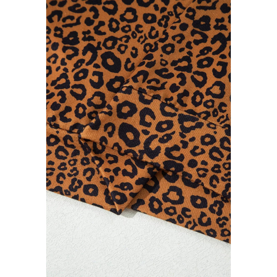 Leopard Print Long Sleeve Top Relaxed Pant Set Apparel and Accessories