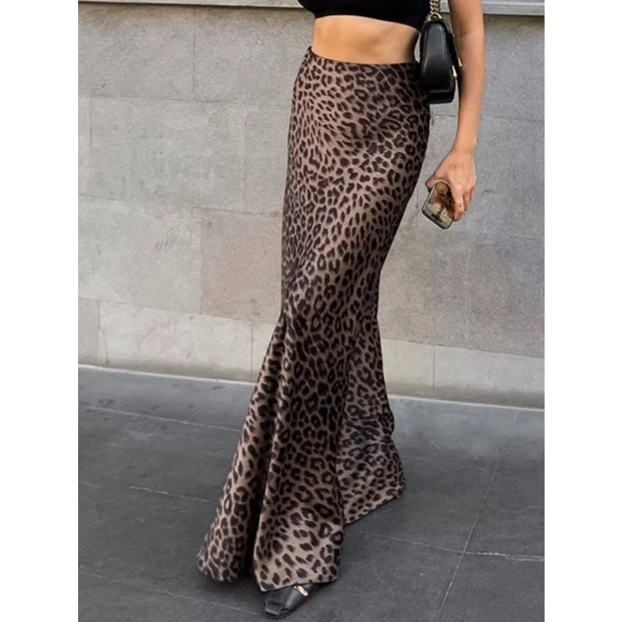 Leopard Print Maxi Skirt Apparel and Accessories