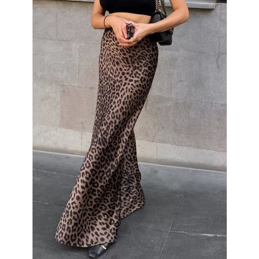 Leopard Print Maxi Skirt Apparel and Accessories