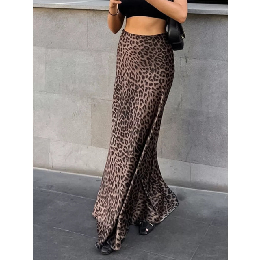 Leopard Print Maxi Skirt Apparel and Accessories