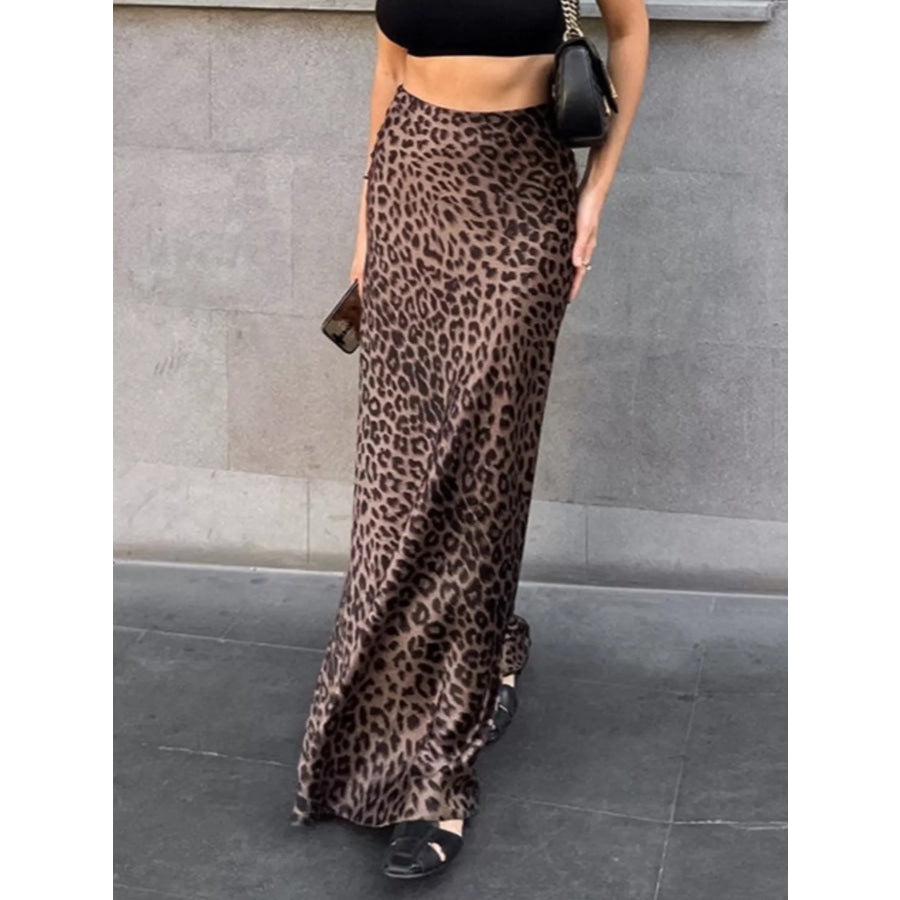 Leopard Print Maxi Skirt Apparel and Accessories