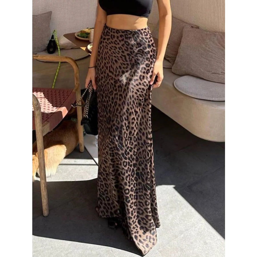 Leopard Print Maxi Skirt Leopard / S Apparel and Accessories