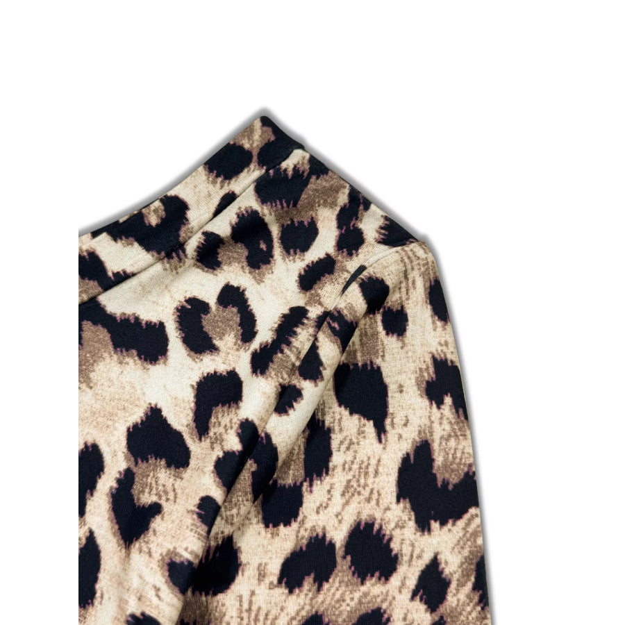 Leopard Print One-Shoulder Top and Pants Set Apparel Accessories
