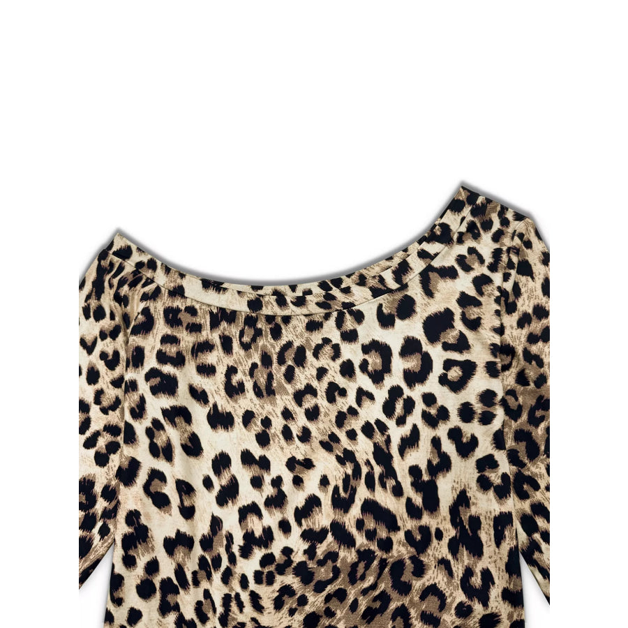 Leopard Print One-Shoulder Top and Pants Set Apparel Accessories