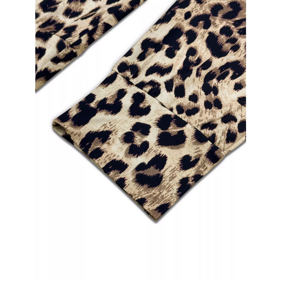 Leopard Print One-Shoulder Top and Pants Set Apparel Accessories