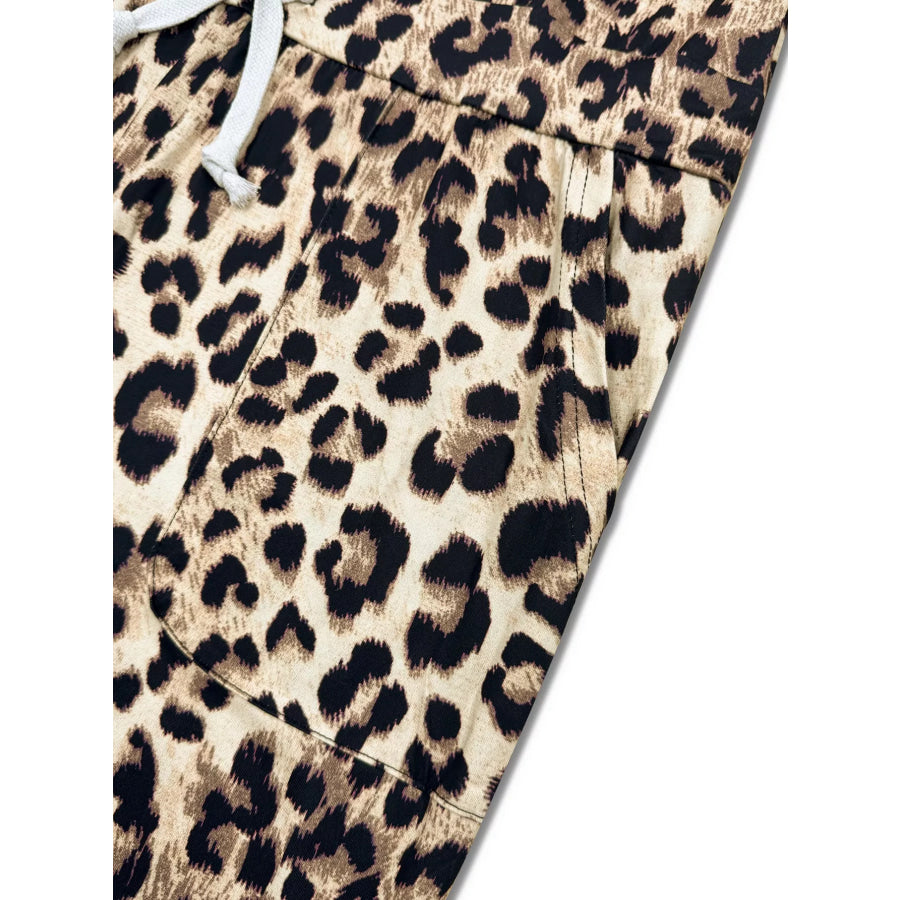 Leopard Print One-Shoulder Top and Pants Set Apparel Accessories