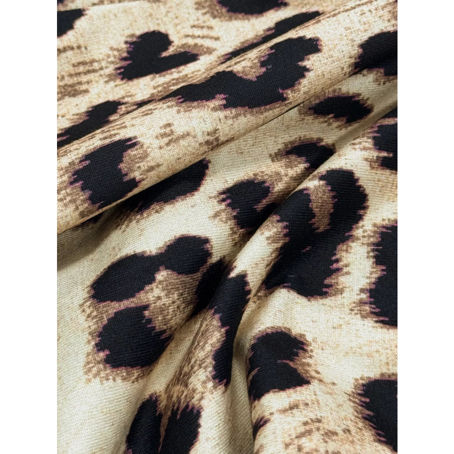 Leopard Print One-Shoulder Top and Pants Set Apparel Accessories