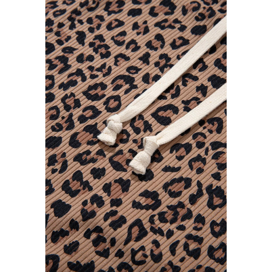 Leopard Print Quarter-Zip Hoodie Apparel and Accessories