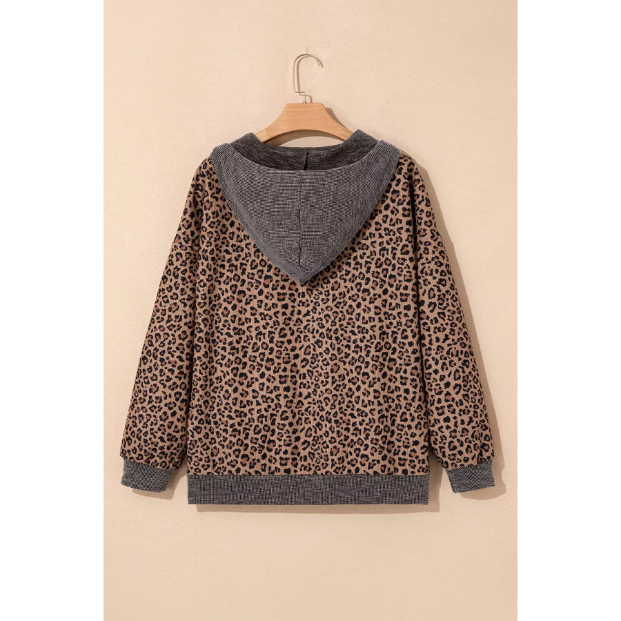 Leopard Print Quarter-Zip Hoodie Apparel and Accessories