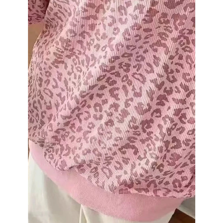Leopard Print Quarter-Zip Sweatshirt Apparel and Accessories