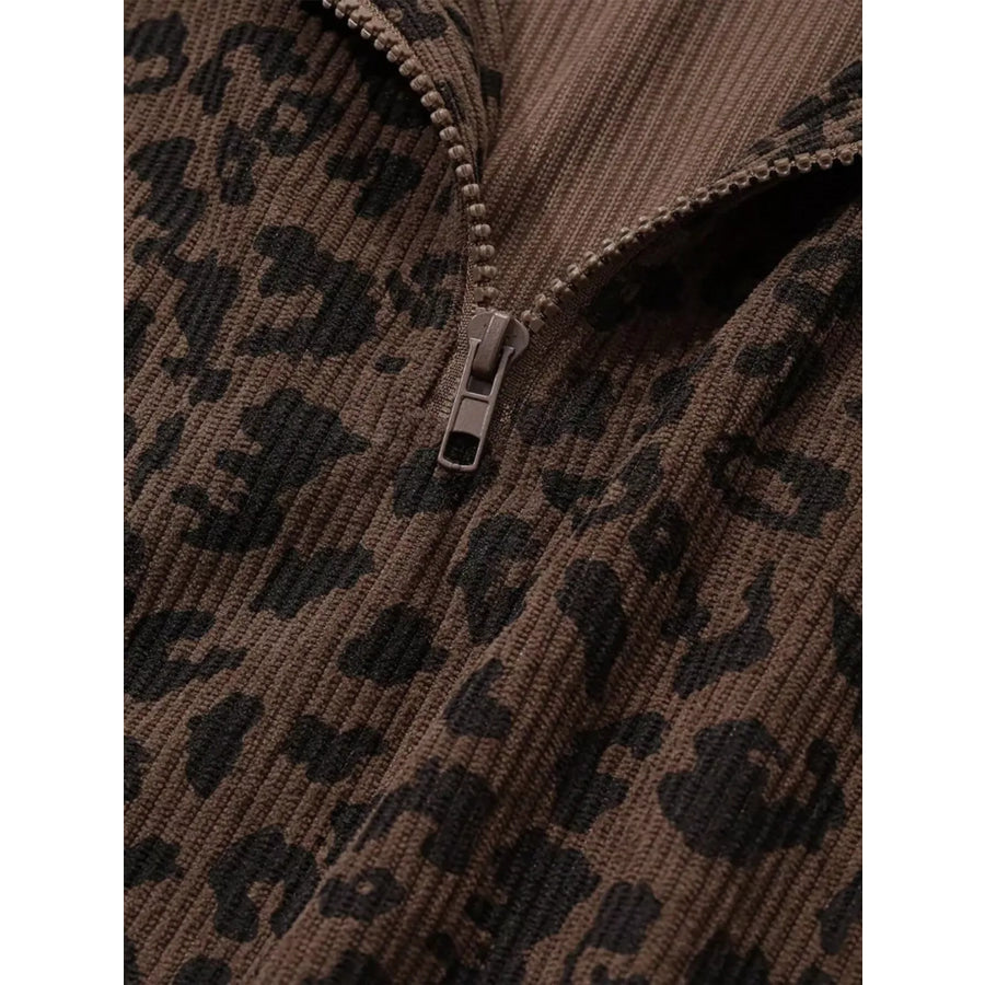 Leopard Print Quarter-Zip Sweatshirt Apparel and Accessories