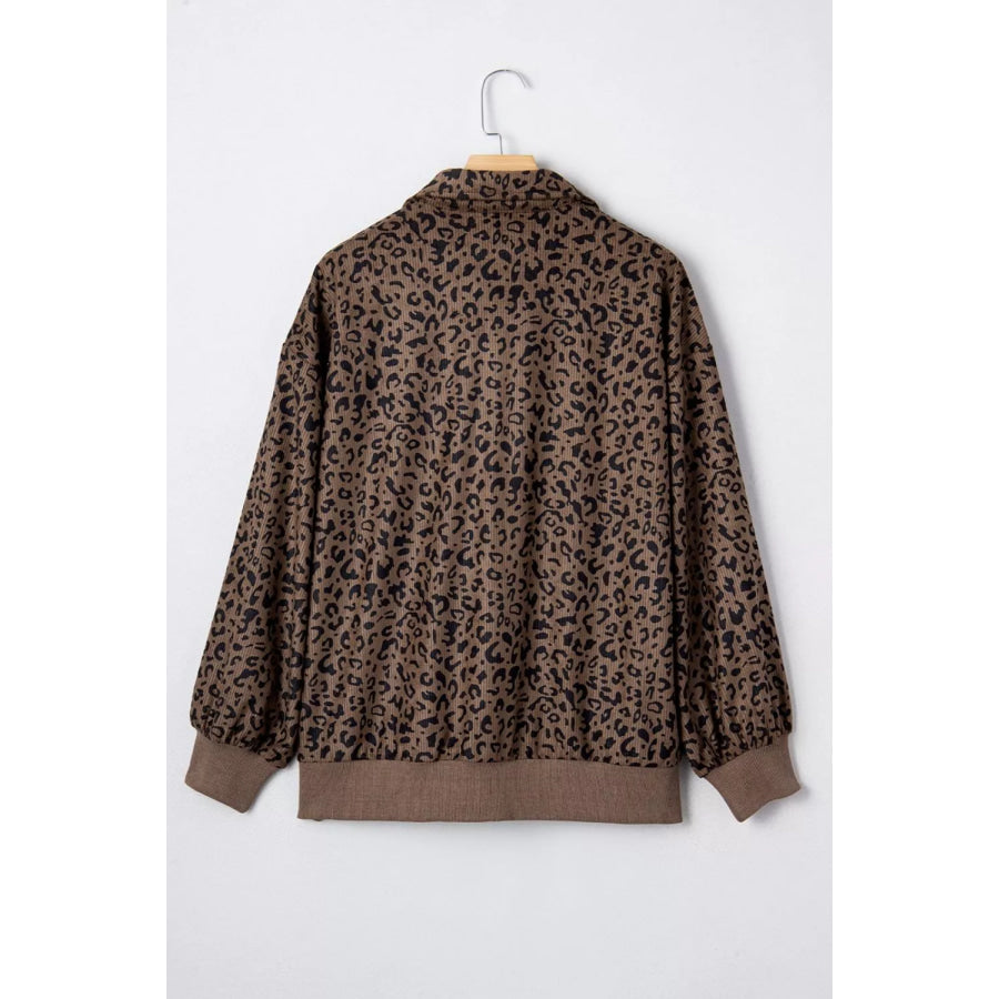 Leopard Print Quarter-Zip Sweatshirt Apparel and Accessories
