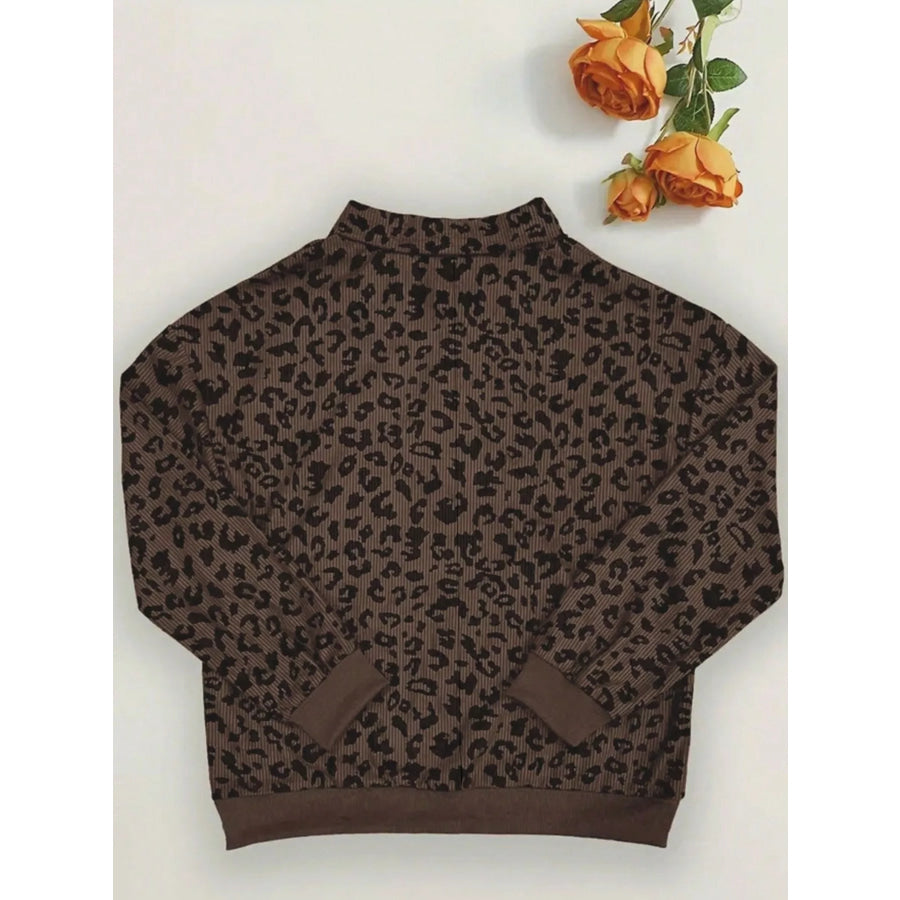 Leopard Print Quarter-Zip Sweatshirt Apparel and Accessories