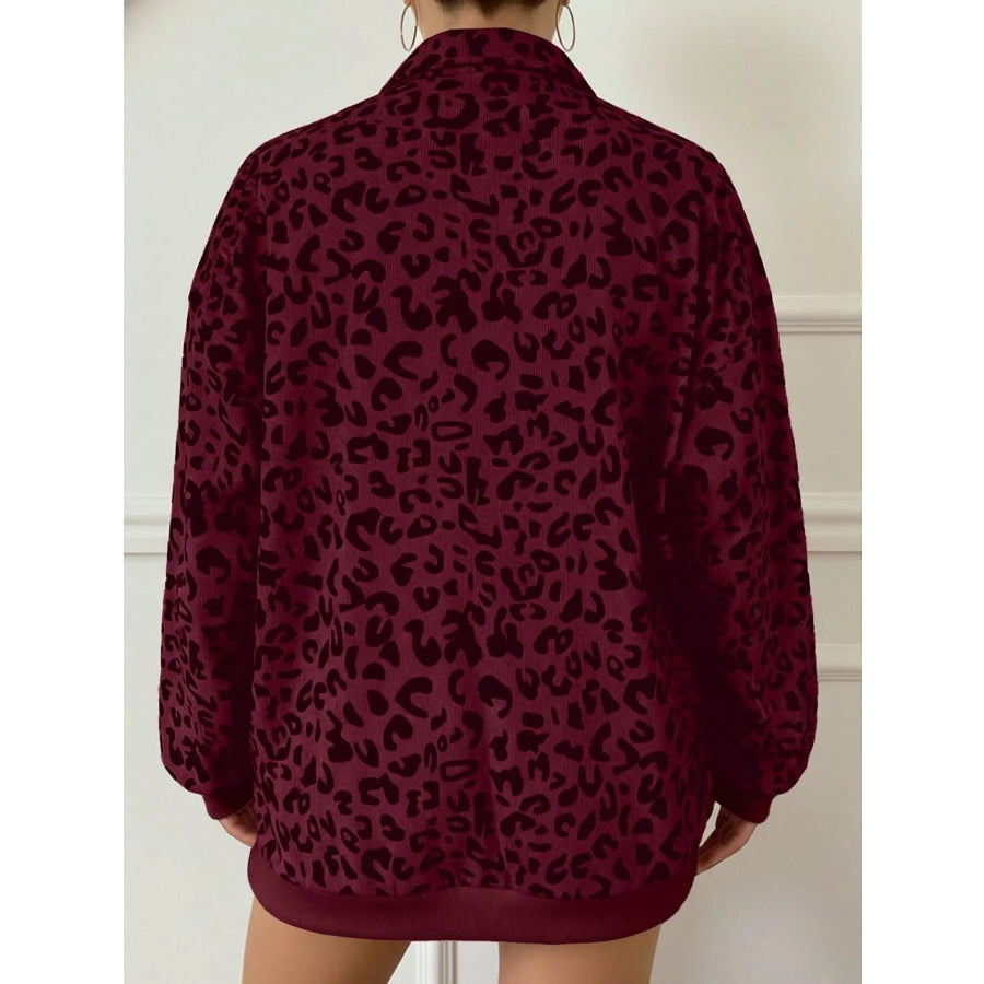Leopard Print Quarter-Zip Sweatshirt Apparel and Accessories