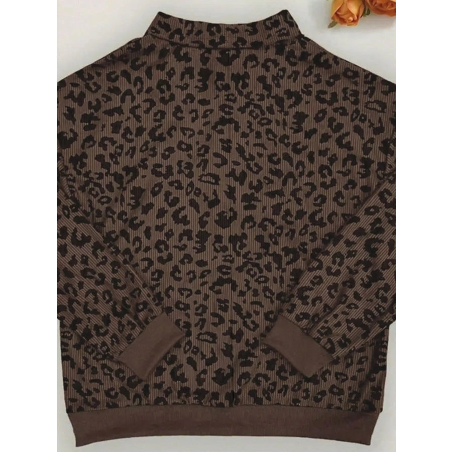 Leopard Print Quarter-Zip Sweatshirt Apparel and Accessories