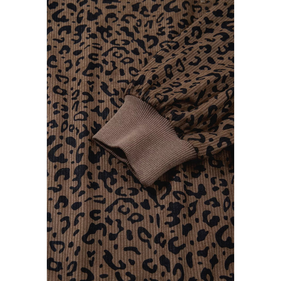Leopard Print Quarter-Zip Sweatshirt Apparel and Accessories