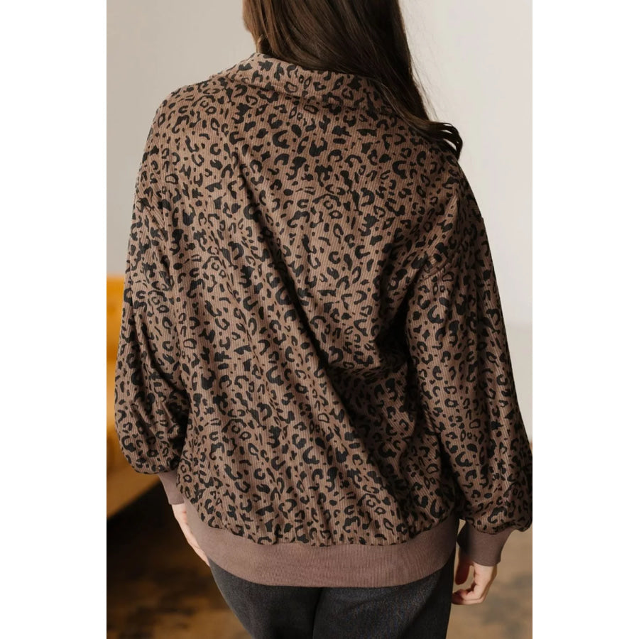 Leopard Print Quarter-Zip Sweatshirt Apparel and Accessories