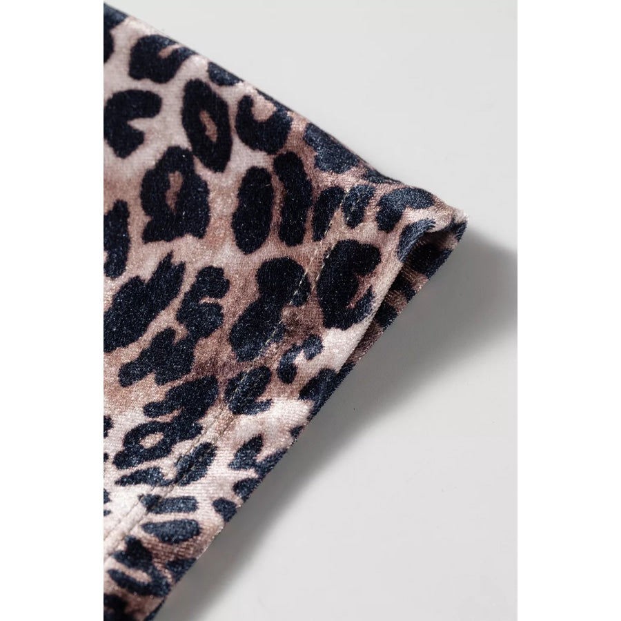 Leopard Print Short Sleeve Mini Shift Silhouette Dress Apparel and Accessories