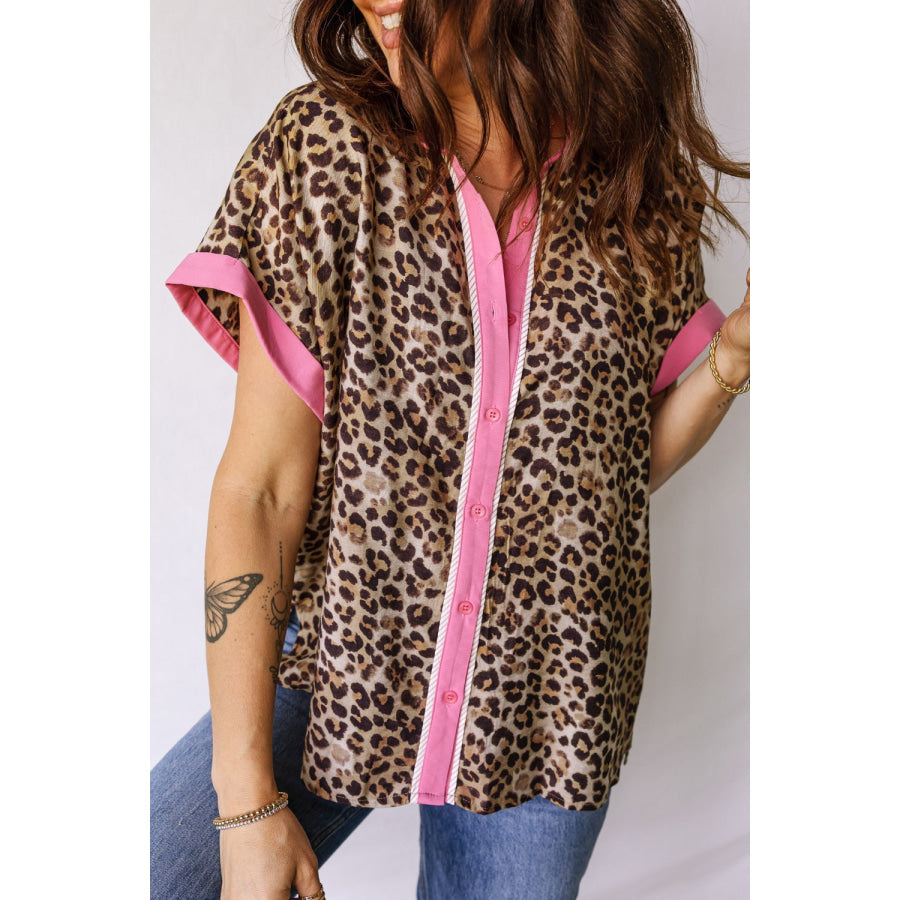 Leopard Print Short Sleeve Shirt Apparel and Accessories
